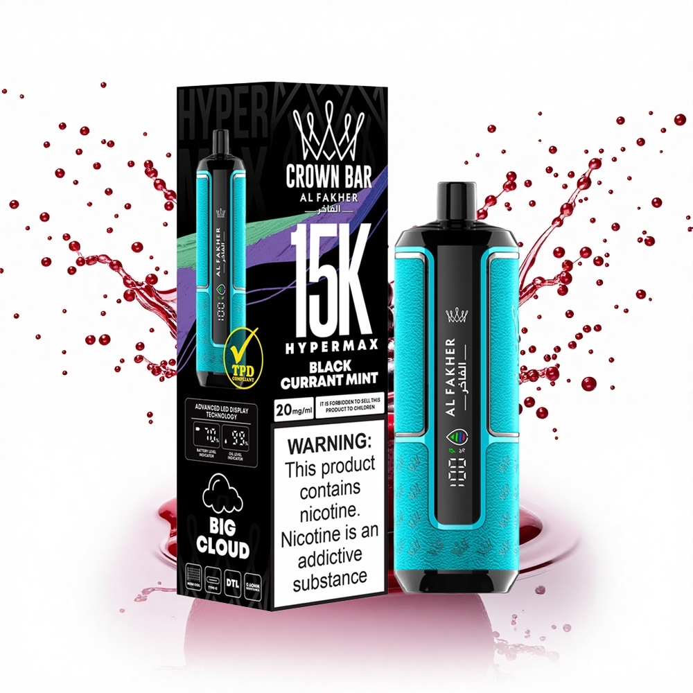 Al Fakher Crown Bar 15K Hypermax Feketeribizke Mentás 600mAh Típus-C