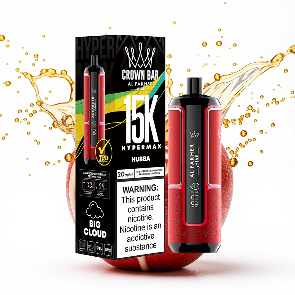 Al Fakher Crown Bar 15K Hypermax Hubba Típus-C 600mAh 6mg nikotin