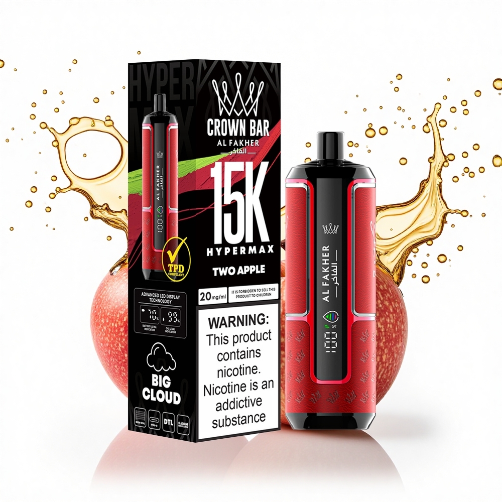 Al Fakher Crown Bar 15K Hypermax Két Alma 22ml Típus-C 600mAh Nikotin