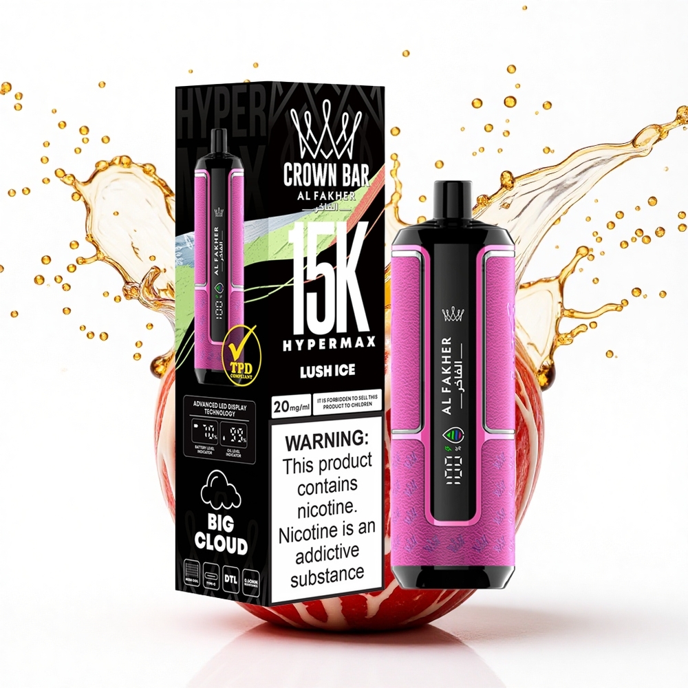 Al Fakher Crown Bar 15K Hypermax Lush Jég 600mAh Típus-C Port