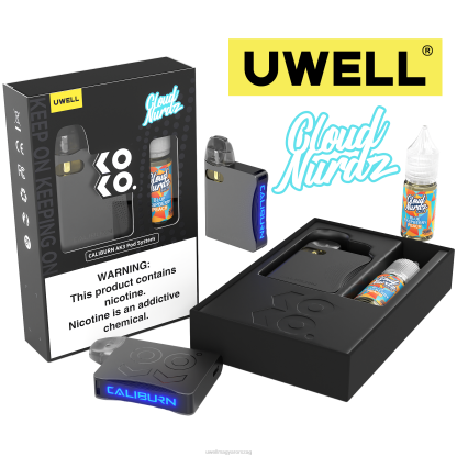 UWELL Online Shop - UWELL CALIBURN AK3 készlet + a3s 0,8 ohmos hüvely (2x) + apa gőz 10 ml só 50 mg crl: szürke/flv: kék málna őszibarack 66RL247