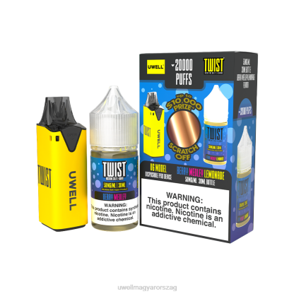 UWELL Online Shop - UWELL V6 eldobható eszköz + apupára 30 ml gyümölcslé - kollab köteg clr: sárga/flv: mézharmat dinnye rágó 50mg 66RL217